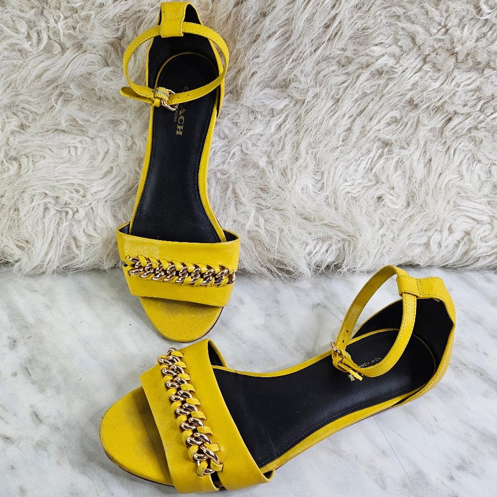 Coach Sea Breeze ITL Women's Yellow Leather Sling Back Sandals Siz 5B